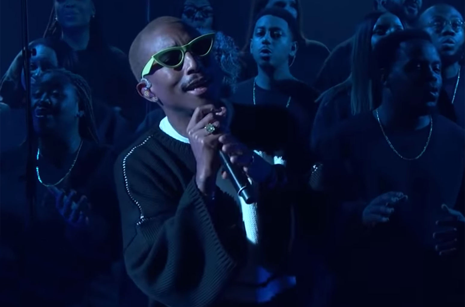 Pharrell Delivers Evocative 'Letter to My Godfather' Performance on 'Kimmel': Watch