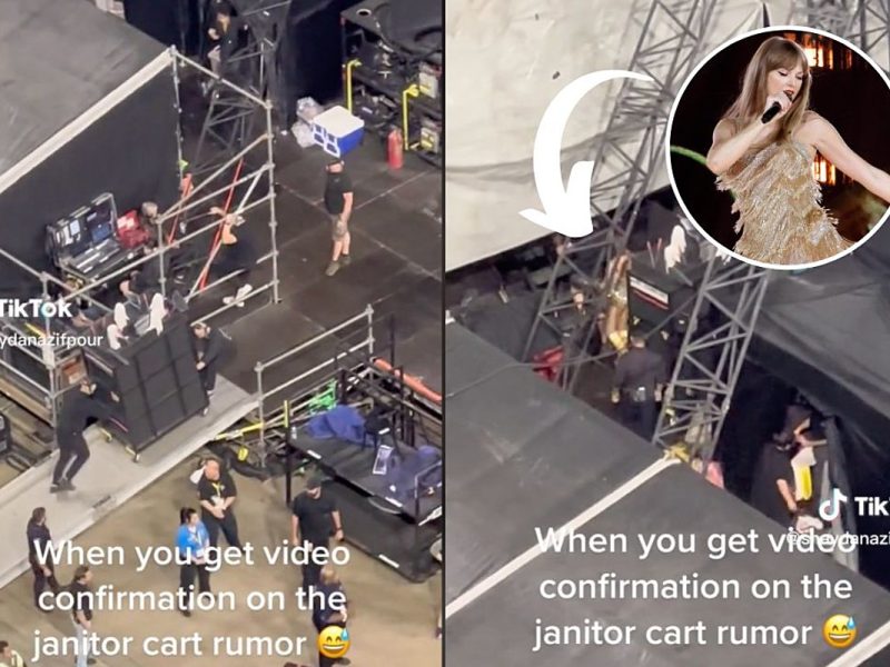 Taylor Swift Hides in Cleaning Cart to Get to Stage: WATCH