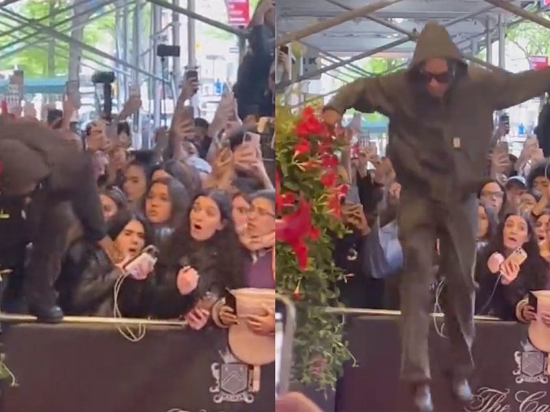 ASAP Rocky Uses Woman’s Face to Climb Over Crowd Barricade