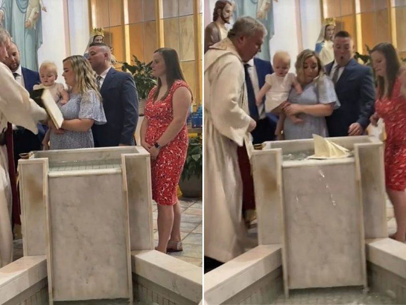 Baby Smacks Bible Into Holy Water During Baptism (VIDEO)
