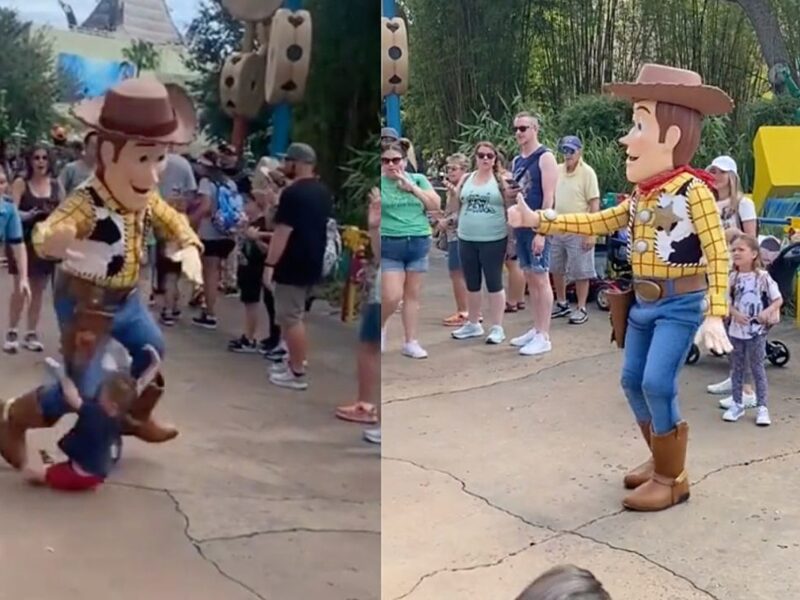 Unattended Child Trips Woody During Disney World Parade