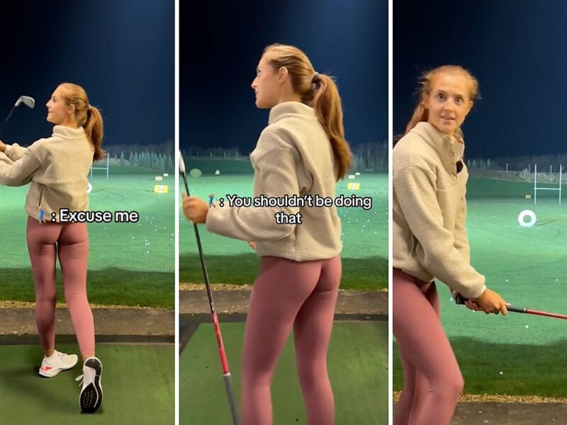 Clueless Guy Mansplains Golf Swing to Female Pro at Driving Range