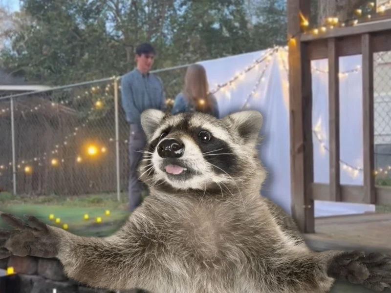 Curious Raccoon Steals the Show During Marriage Proposal